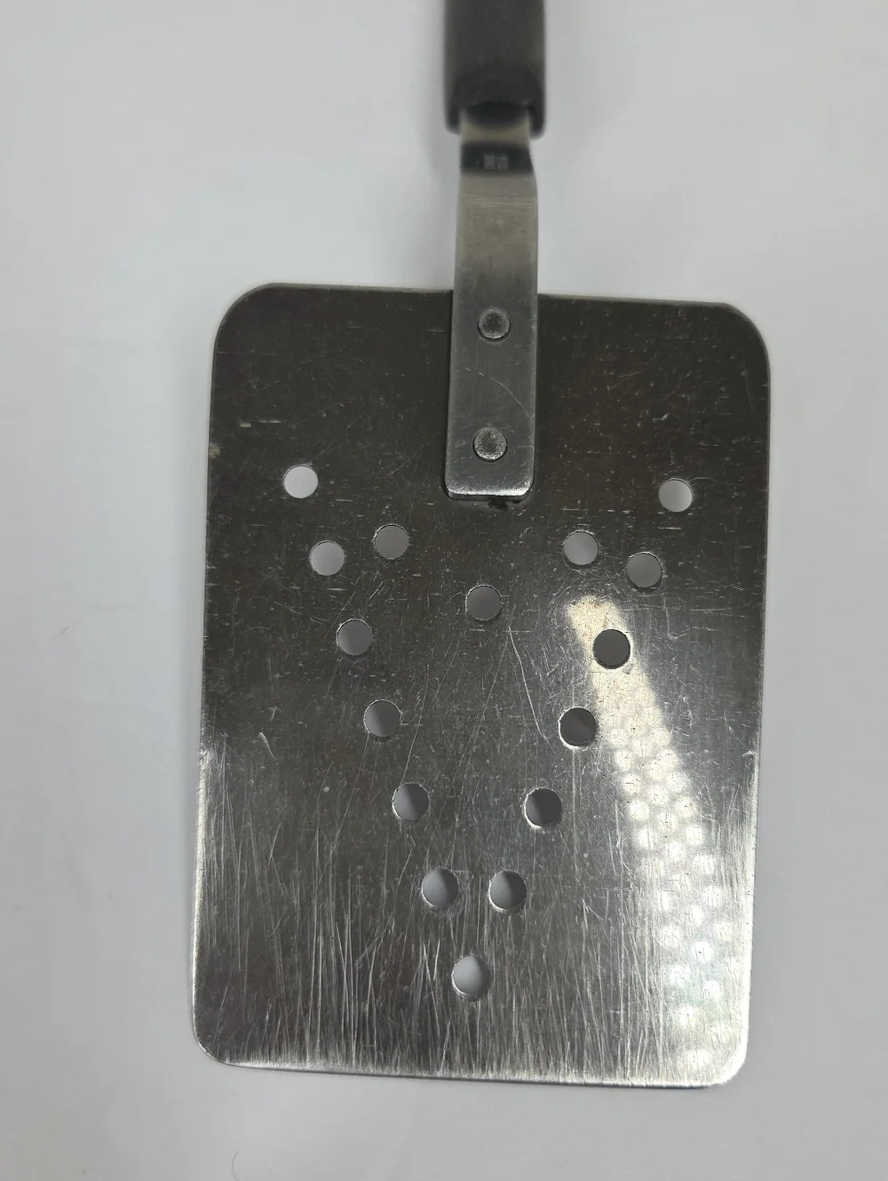 Vtg Perforated Metal Stainless Steel Slotted Spatula Turner Flipper USA